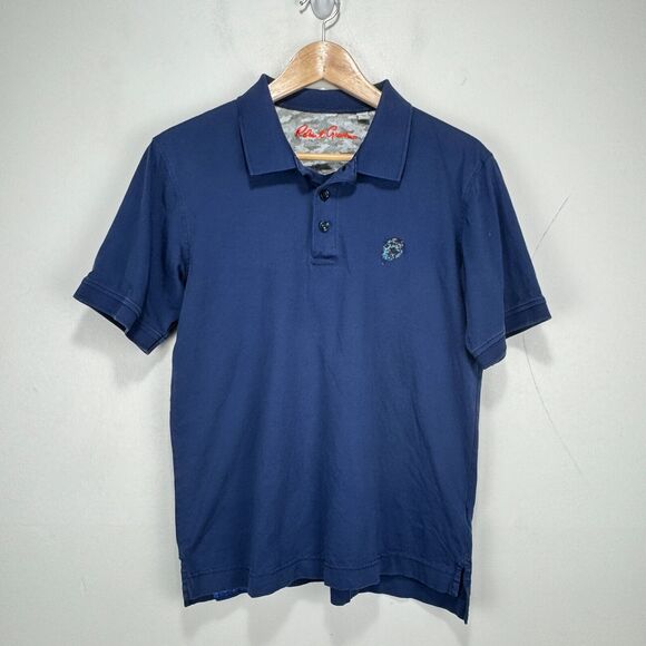 Robert Graham Embroidered Skull Polo Shirt Men Small Classic Navy Blue‎ Cotton - Picture 1 of 9